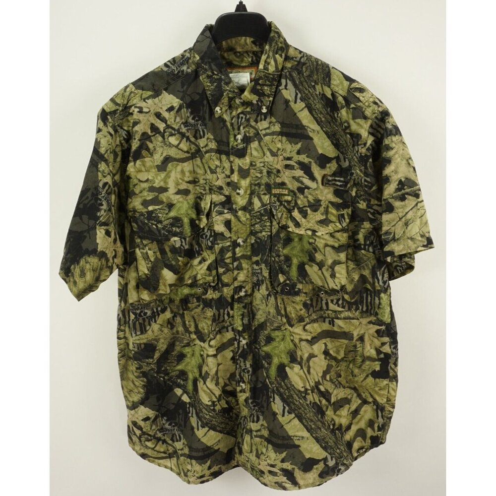 Remington Forest Floor Performance Hunting Shirt Men XL Short Sleeve Nylon Green